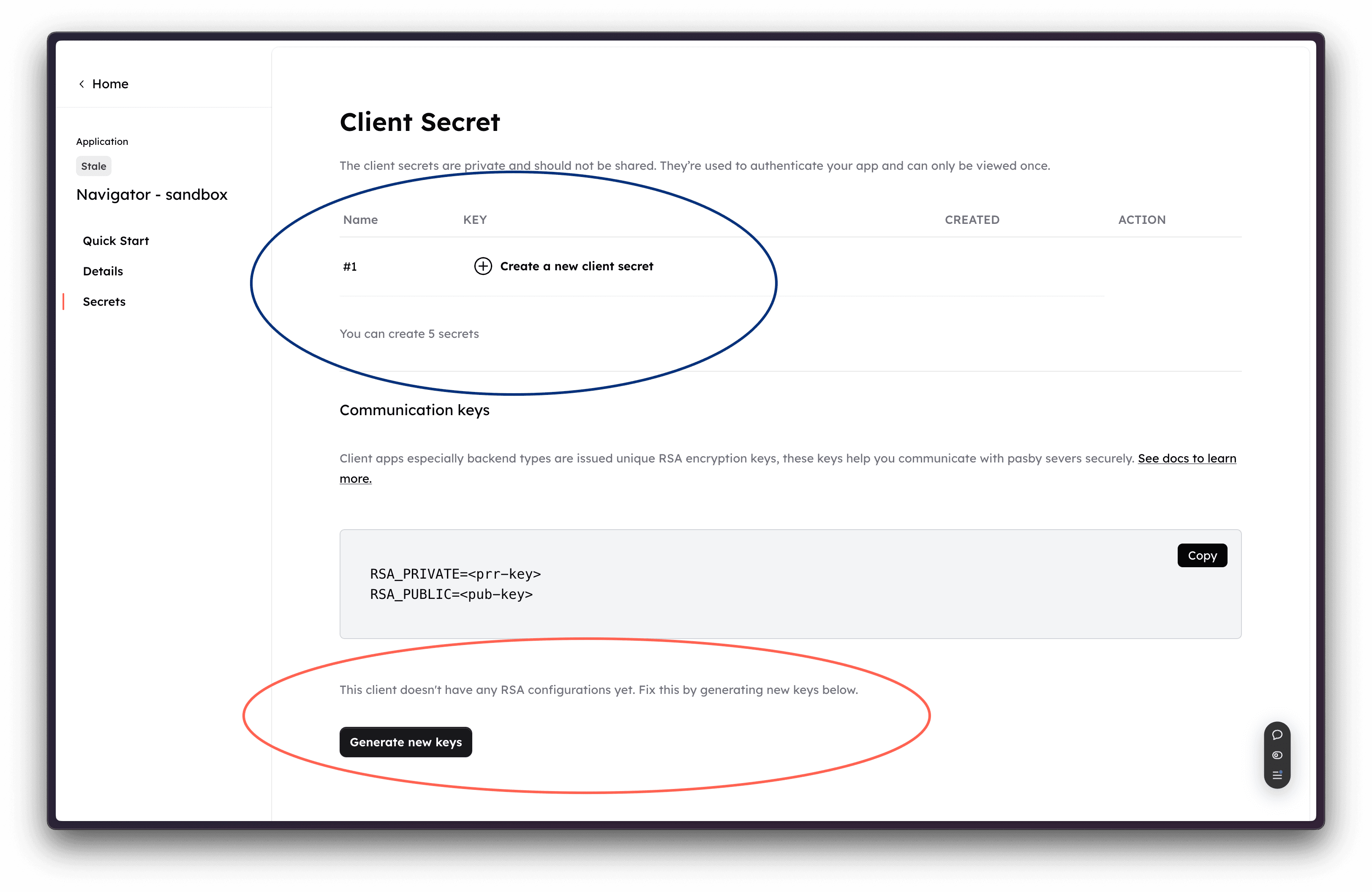 Generate and copy app client secret