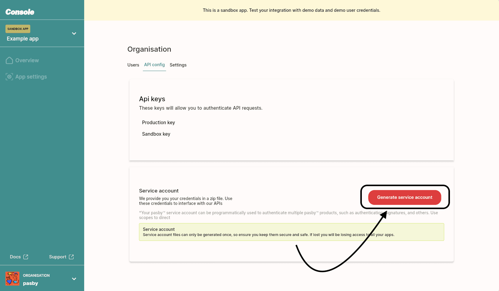 Organisation service file download